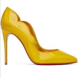 Christian Louboutin Hot Chick yellow 100mm heels. New. Never worn. Size 36